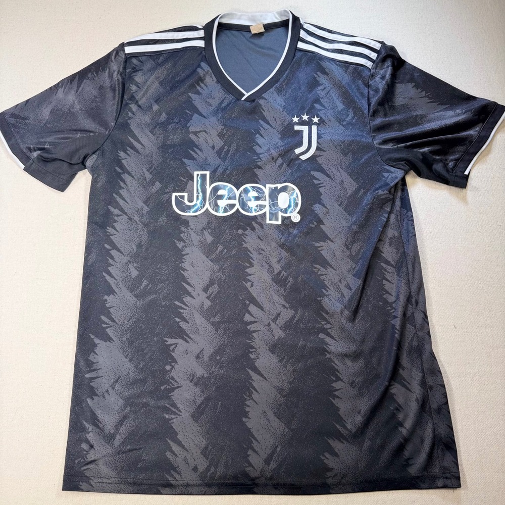 Juventus Jeep FC Soccer Jersey Mens XL Black Lightning Graphic Serie A Number 8